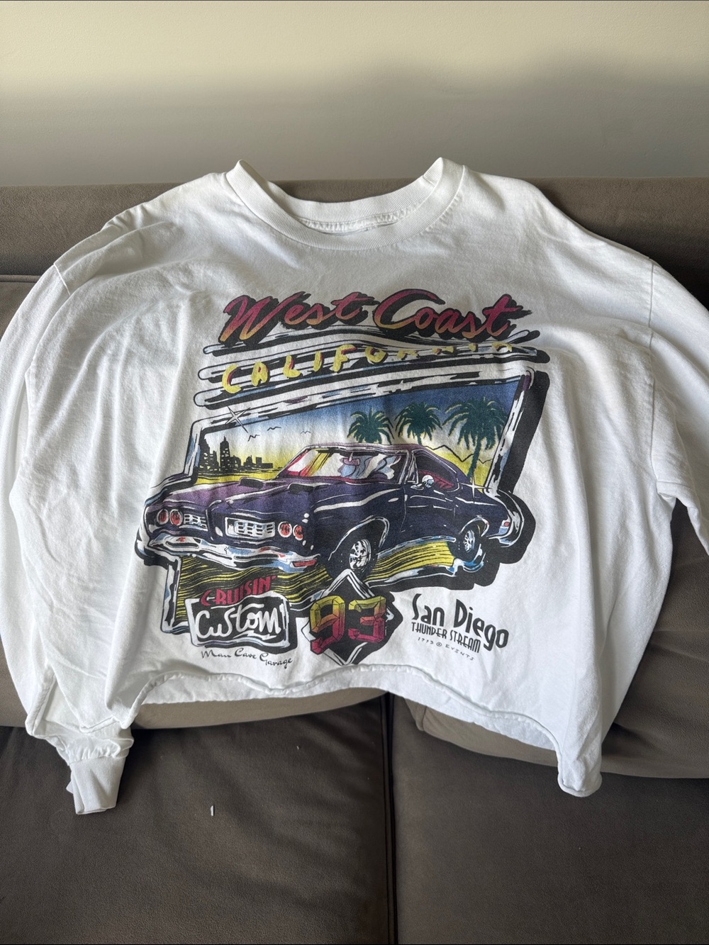 Brandy Melville White West Coast California Graphic Long Sleeve Tee